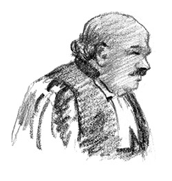 courtroom drawing by Bernice Sutton